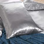 Erosebridal Grey Satin Duvet Cover Queen Set