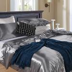 Erosebridal Grey Satin Duvet Cover Queen Set