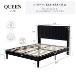 Stylish Black Queen Velvet Bed Frame with Headboard
