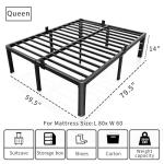 Queen Metal Bed Frame with Headboard and Noise-Free Design