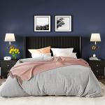 Stylish Black Queen Velvet Bed Frame with Headboard