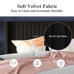 Stylish Black Queen Velvet Bed Frame with Headboard