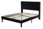 Stylish Black Queen Velvet Bed Frame with Headboard