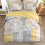 Yellow Queen Bohemian Quilt Set, Reversible Floral Design