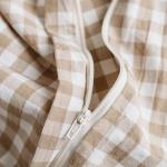 Tan Gingham King Duvet Cover Set with Pillowcases