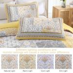 Yellow Queen Bohemian Quilt Set, Reversible Floral Design