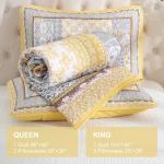 Yellow Queen Bohemian Quilt Set, Reversible Floral Design