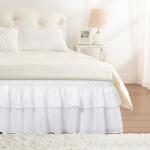 Queen White Ruffle Bed Skirt with 16-Inch Drop