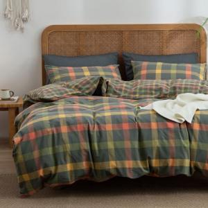 Reversible Plaid Duvet Set with 2 Pillowcases