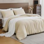 Light Tan Muslin Cotton Duvet Cover Set, Queen