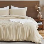 Light Tan Muslin Cotton Duvet Cover Set, Queen