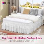 Queen White Ruffle Bed Skirt with 16-Inch Drop