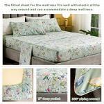 Floral King Size Sheet Set in Green Print