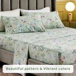 Floral King Size Sheet Set in Green Print
