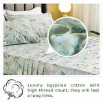 Floral King Size Sheet Set in Green Print
