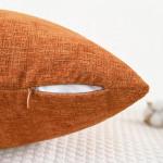 Cozy Burnt Orange Chenille Throw Pillow Covers, 2-Pack