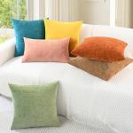 Cozy Burnt Orange Chenille Throw Pillow Covers, 2-Pack