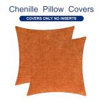 Cozy Burnt Orange Chenille Throw Pillow Covers, 2-Pack