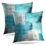 Turquoise and Grey Decorative Throw Pillow Covers 18x18