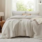 Bedsure Queen Comforter Set in Beige, 3 Pieces