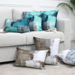 Turquoise and Grey Decorative Throw Pillow Covers 18x18