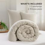 Bedsure Queen Comforter Set in Beige, 3 Pieces