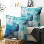 Turquoise and Grey Decorative Throw Pillow Covers 18x18