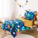 Dinosaur Toddler Bedding Set - 4 Pieces Navy Blue