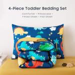 Dinosaur Toddler Bedding Set - 4 Pieces Navy Blue