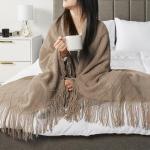 PAVILIA Tan Taupe Soft Knit Throw Blanket