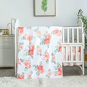 Pastel Pink Floral Baby Crib Bedding Set
