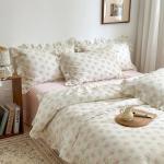 Pink Floral Cotton Duvet Cover Set for Queen