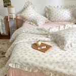 Pink Floral Cotton Duvet Cover Set for Queen