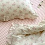Pink Floral Cotton Duvet Cover Set for Queen