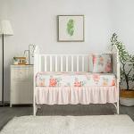 Pastel Pink Floral Baby Crib Bedding Set