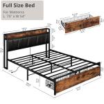 Full Size Bed Frame with Storage Headboard and Drawers