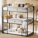 LIKIMIO Triple Twin Bunk Bed with Ladders