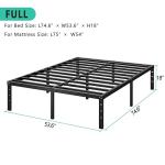 Full Size Metal Platform Bed Frame with Slats