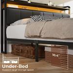 Queen Bed Frame with LED Lights and Storage
