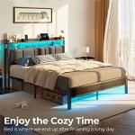 Queen Bed Frame with LED Lights and Storage