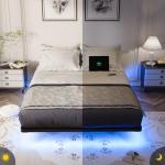 Full Size Floating Bed Frame with LED Lights