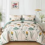 WONGS Floral Quilt Set Queen with Pillowcases