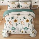 WONGS Floral Quilt Set Queen with Pillowcases