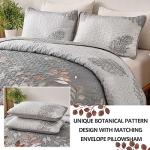 Brown Floral Queen Quilt Set - 3 Pieces