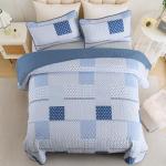 Blue Patchwork Queen Quilt Set with Pillowcases