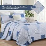 Blue Patchwork Queen Quilt Set with Pillowcases