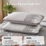 Brown Floral Queen Quilt Set - 3 Pieces