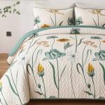WONGS Floral Quilt Set Queen with Pillowcases