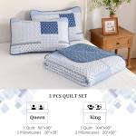 Blue Patchwork Queen Quilt Set with Pillowcases