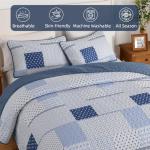 Blue Patchwork Queen Quilt Set with Pillowcases